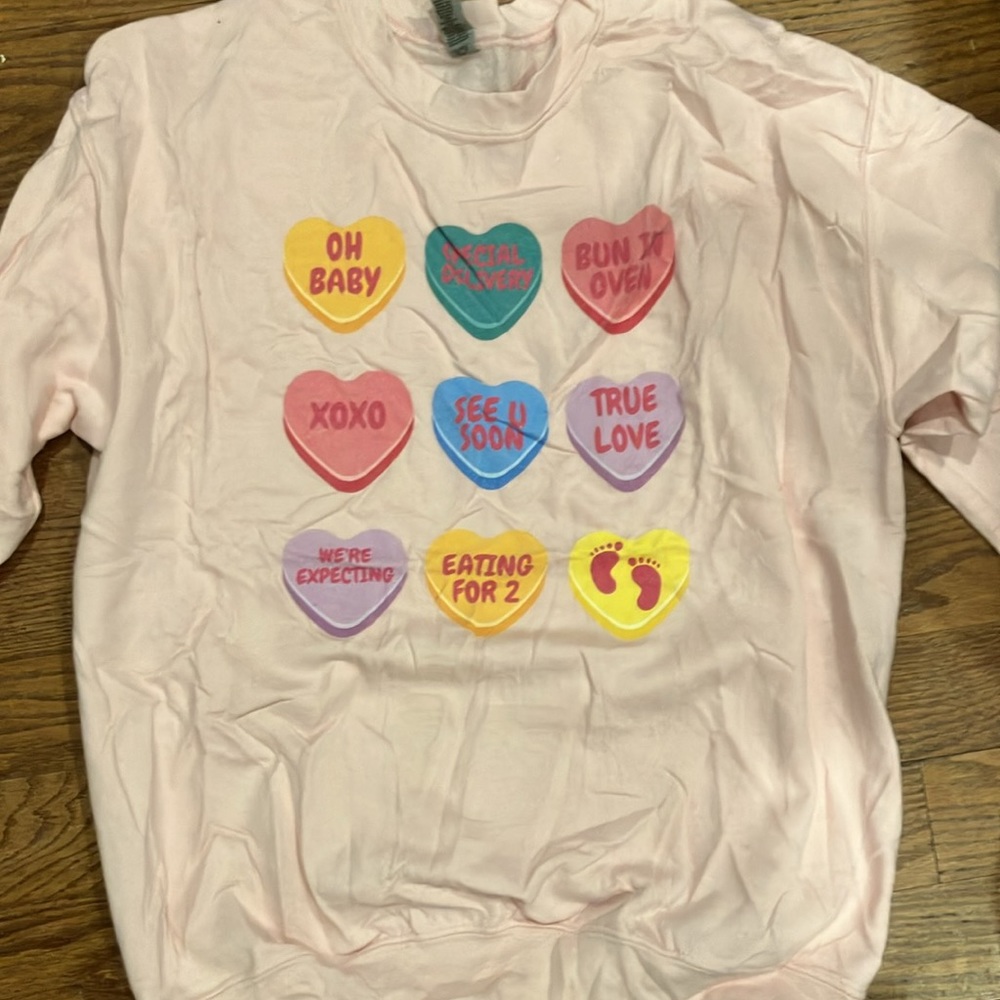 Valentine’s Day Baby/Pregnancy Announcement Sweatshirt on Conversation Hearts